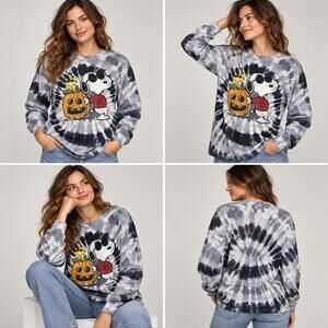 Peanuts Snoopy Joe Cool Halloween Shirt Adult L Tie Dye Long Sleeve Pumpkin